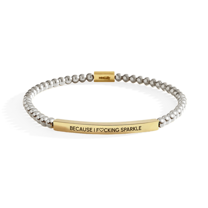 Because I F♡cking Sparkle Gold Beaded Inspire Bracelet