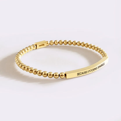 Because I F♡cking Sparkle Gold Beaded Inspire Bracelet
