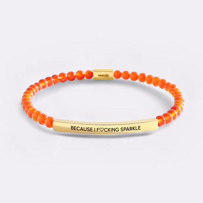 Because I F♡cking Sparkle Gold Beaded Inspire Bracelet