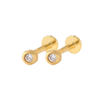 Bezel Stud Flatback Earrings | 16g