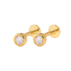 Bezel Stud Flatback Earrings | 16g