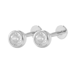 Bezel Stud Flatback Earrings | 16g