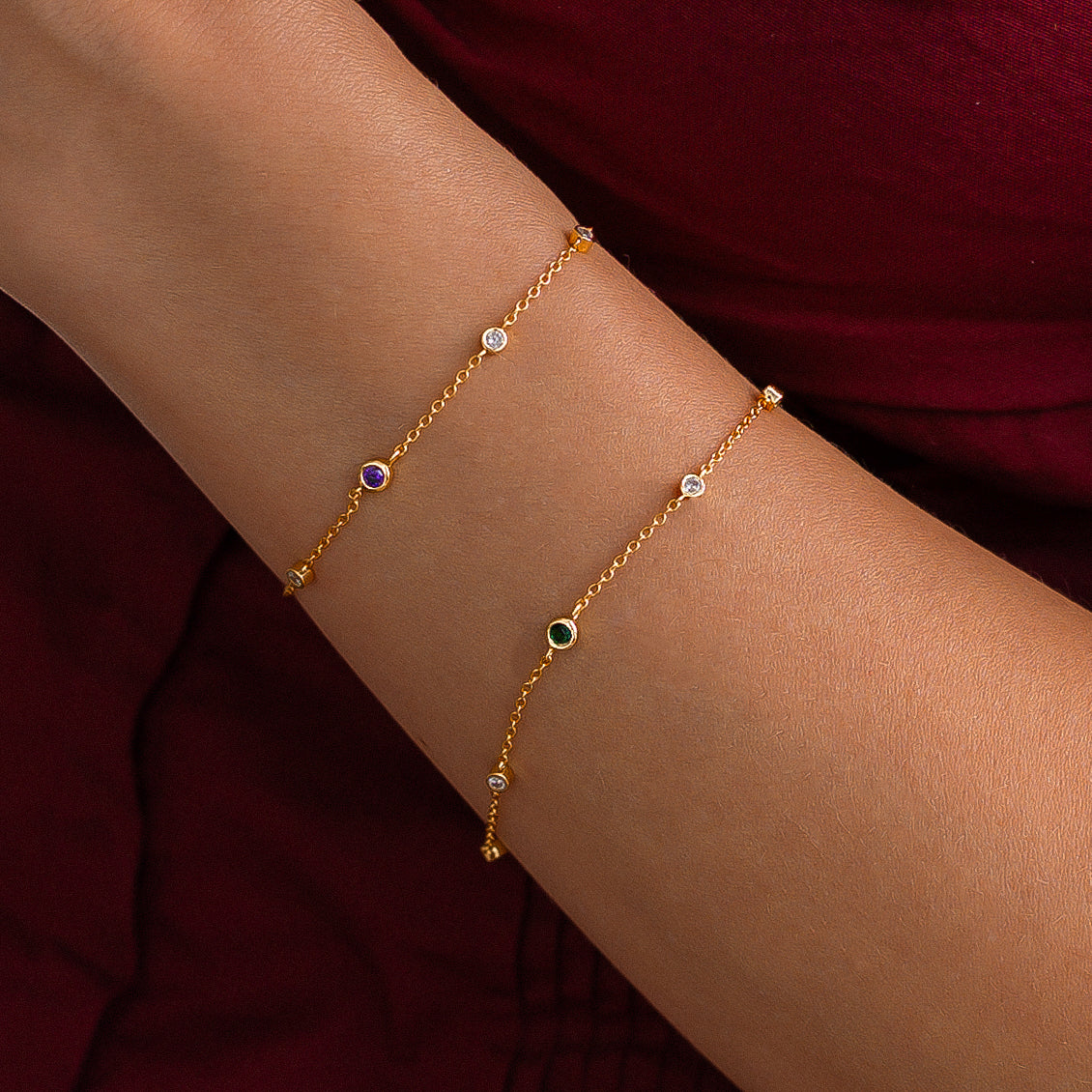 June Birthstone Station Bracelet