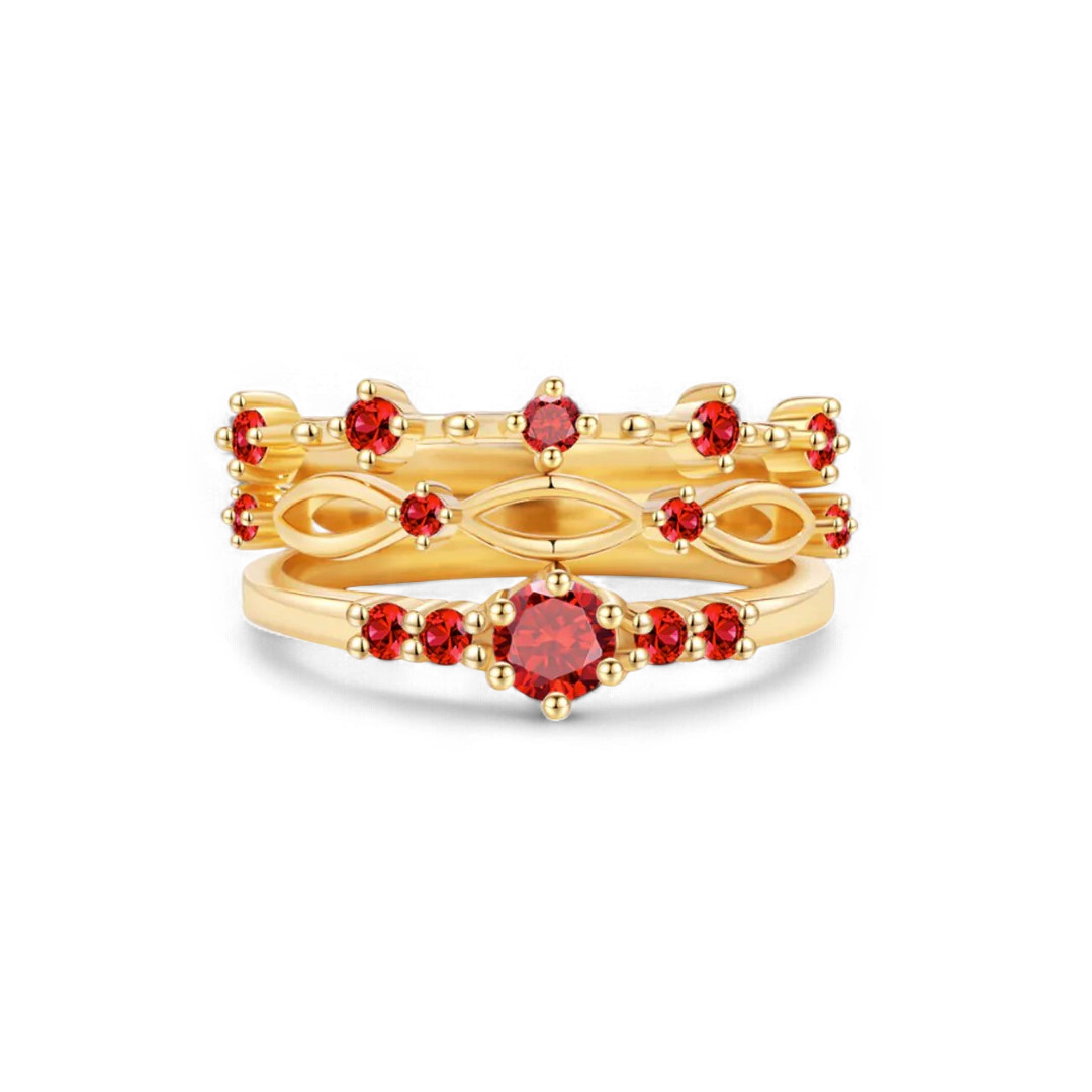 Braided Birthstone Stacking Ring Set