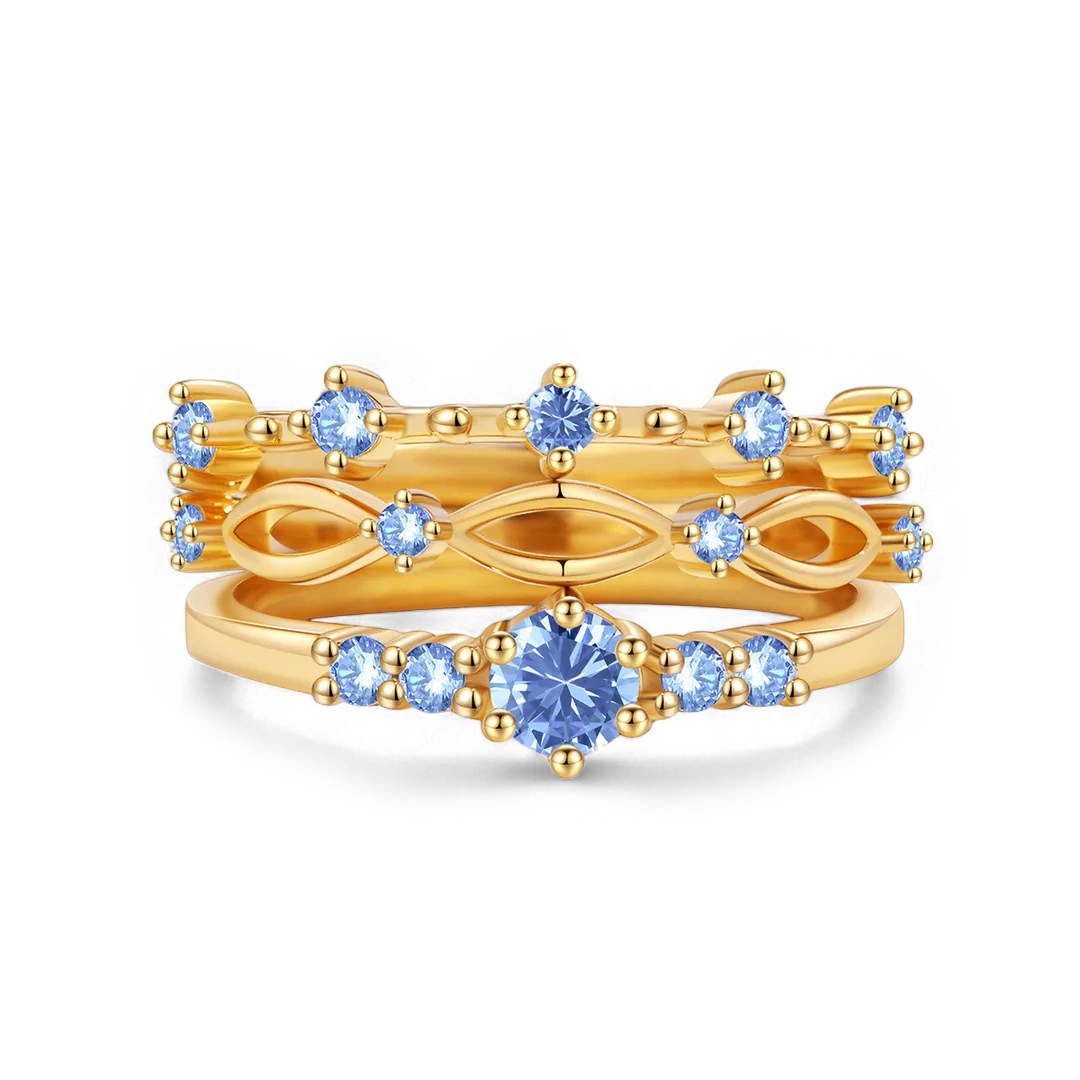 Braided Birthstone Stacking Ring Set
