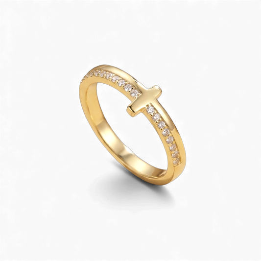 Let God Be In Control Golden Cross Ring