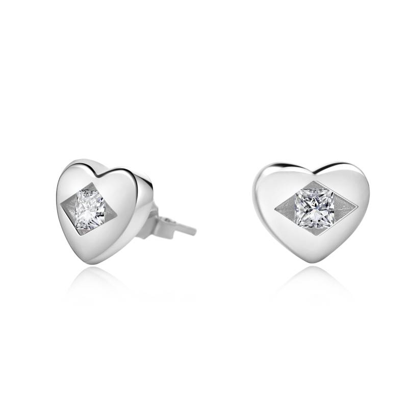 Diamond Heart Stud Earrings