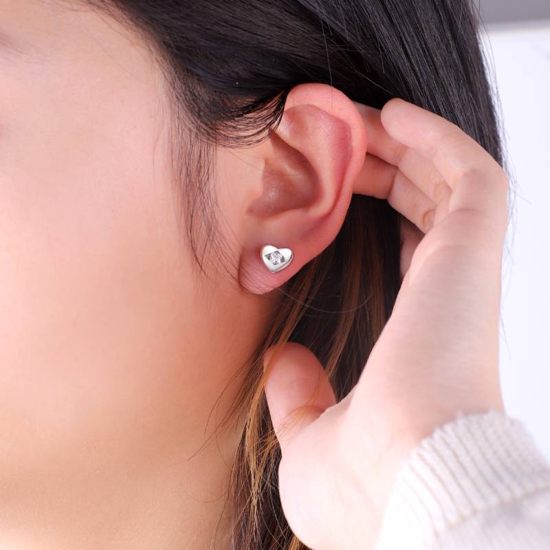 Diamond Heart Stud Earrings