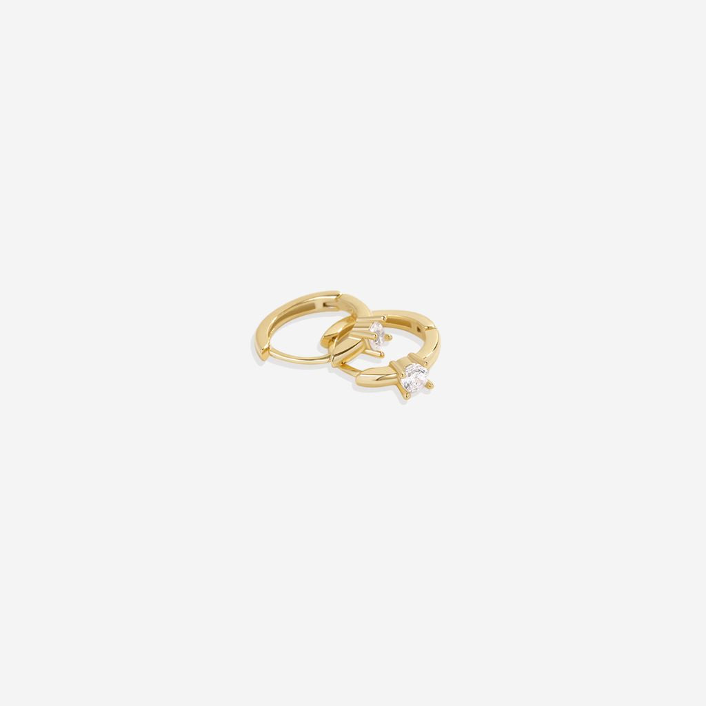 Dainty Single Stone Huggie Hoops