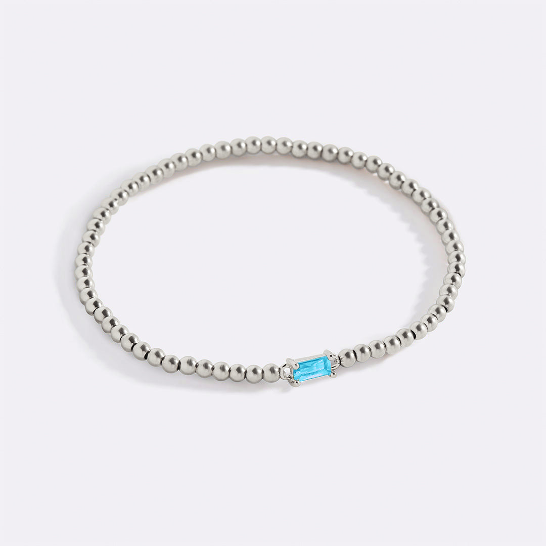 Sterling Silver Beaded Birthstone Bracelet