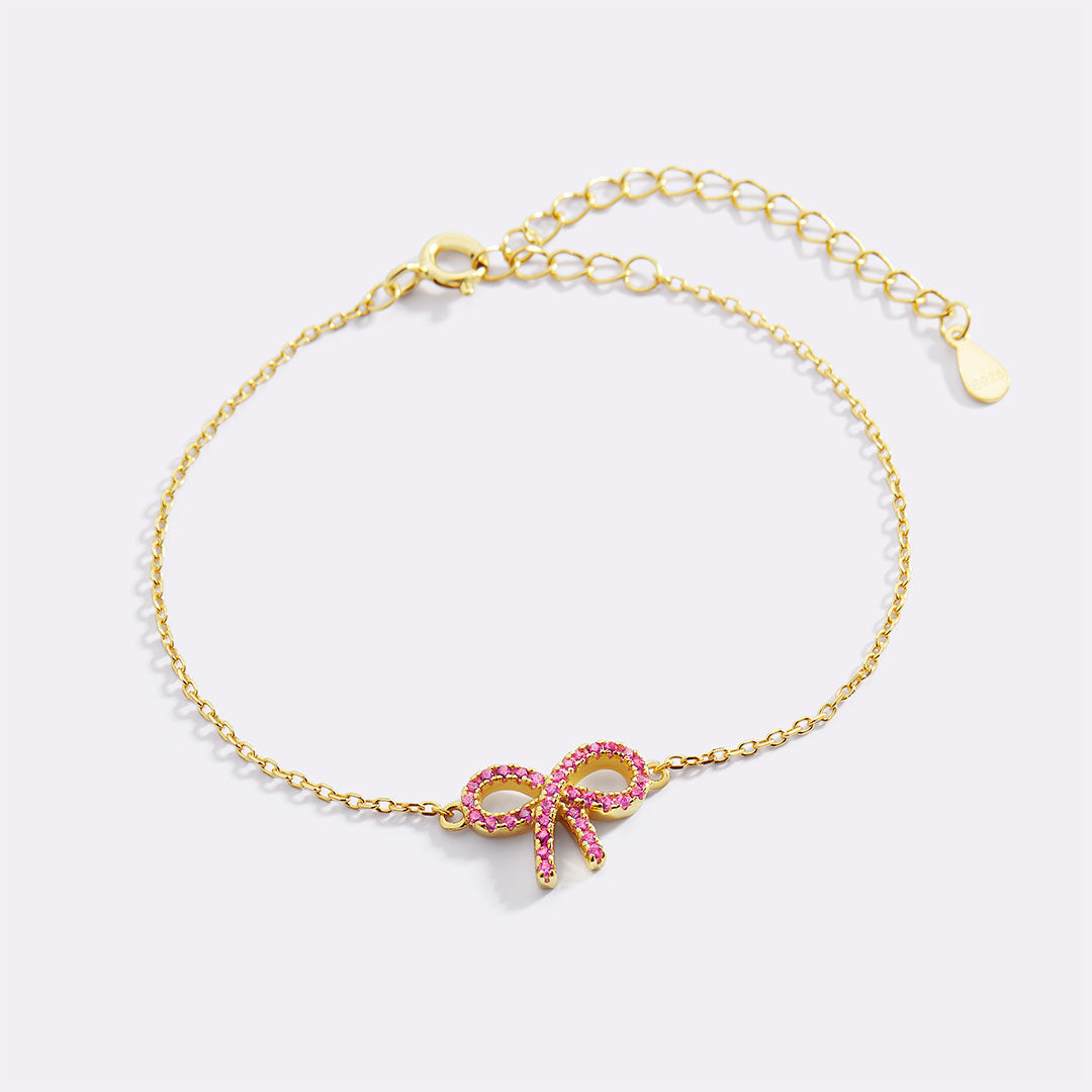Pink Pave Bow Bracelet