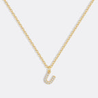 Gold Pavé Uppercase Initial Necklace
