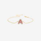 Pink Pave Initial Bracelet