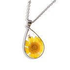 Pressed Birth Flower Droplet Necklace