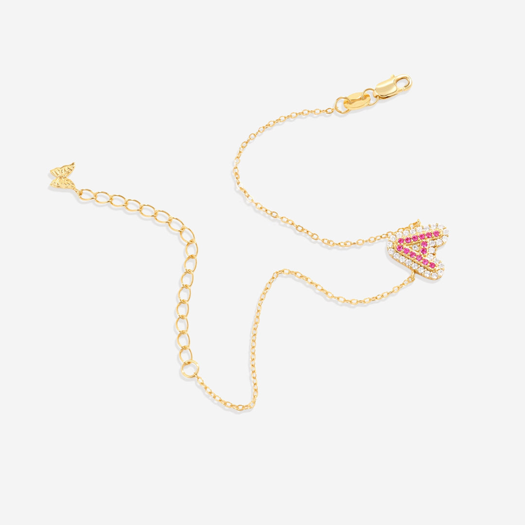 Pink Pave Initial Bracelet