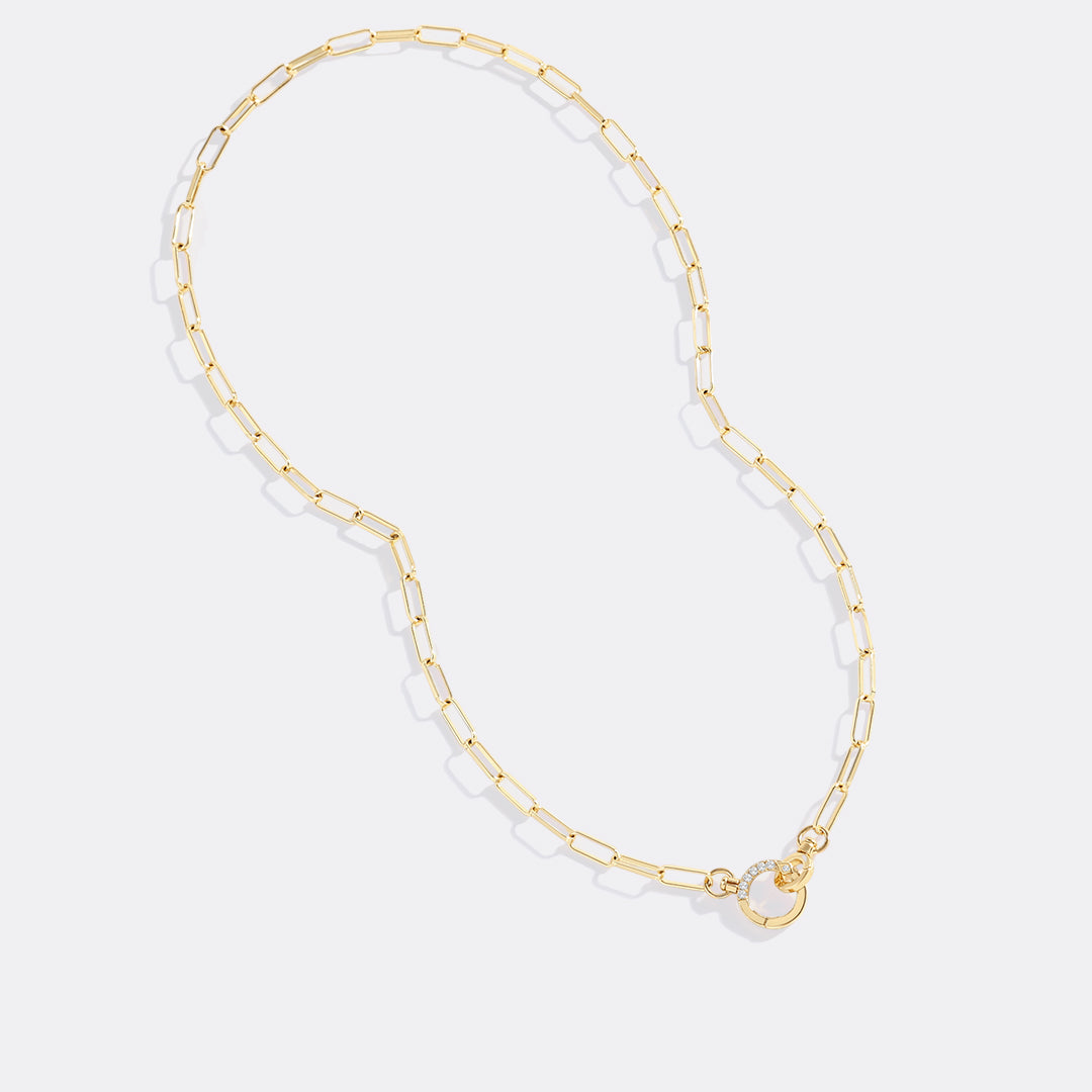 Pave Mint Paperclip Necklace
