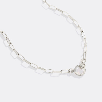 Pave Mint Paperclip Necklace