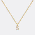 Gold Pavé Uppercase Initial Necklace