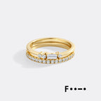 Morse Code and Micro Pave Eternity Ring Stacking Set