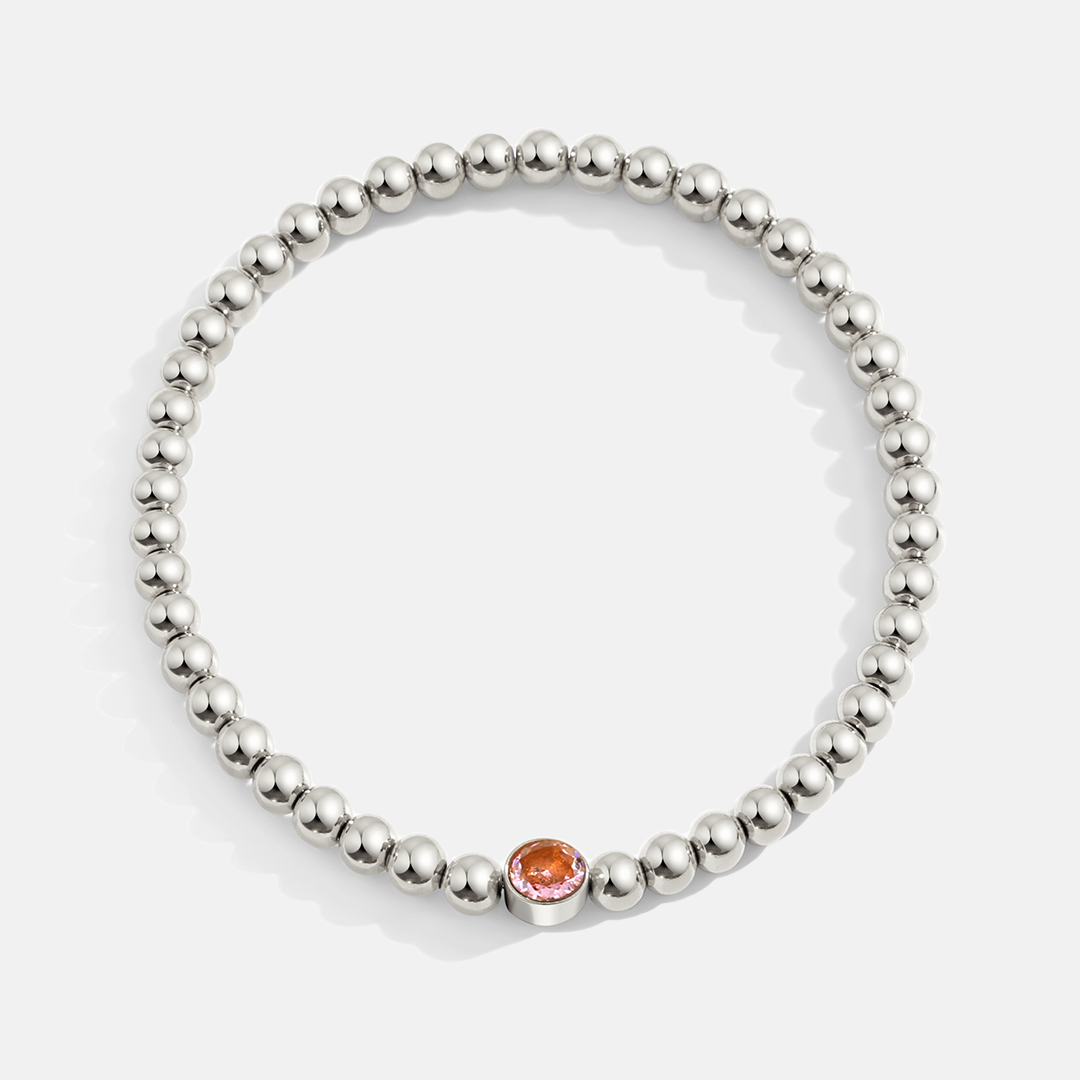 Gold Beaded Bubble Birthstone Bracelet