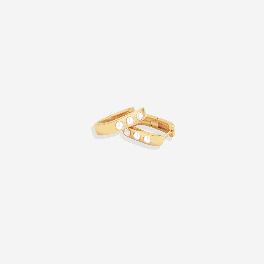 Pearl Block Statement Hoops