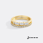 Morse Code and Micro Pave Eternity Ring Stacking Set