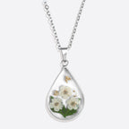 Pressed Birth Flower Droplet Necklace