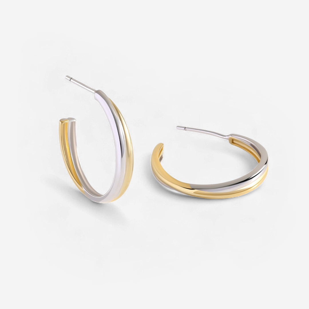 Mixed Metal Crossover Earrings