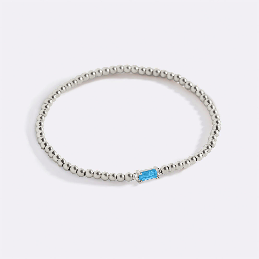 Sterling Silver Beaded Birthstone Bracelet