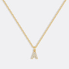 Gold Pavé Uppercase Initial Necklace