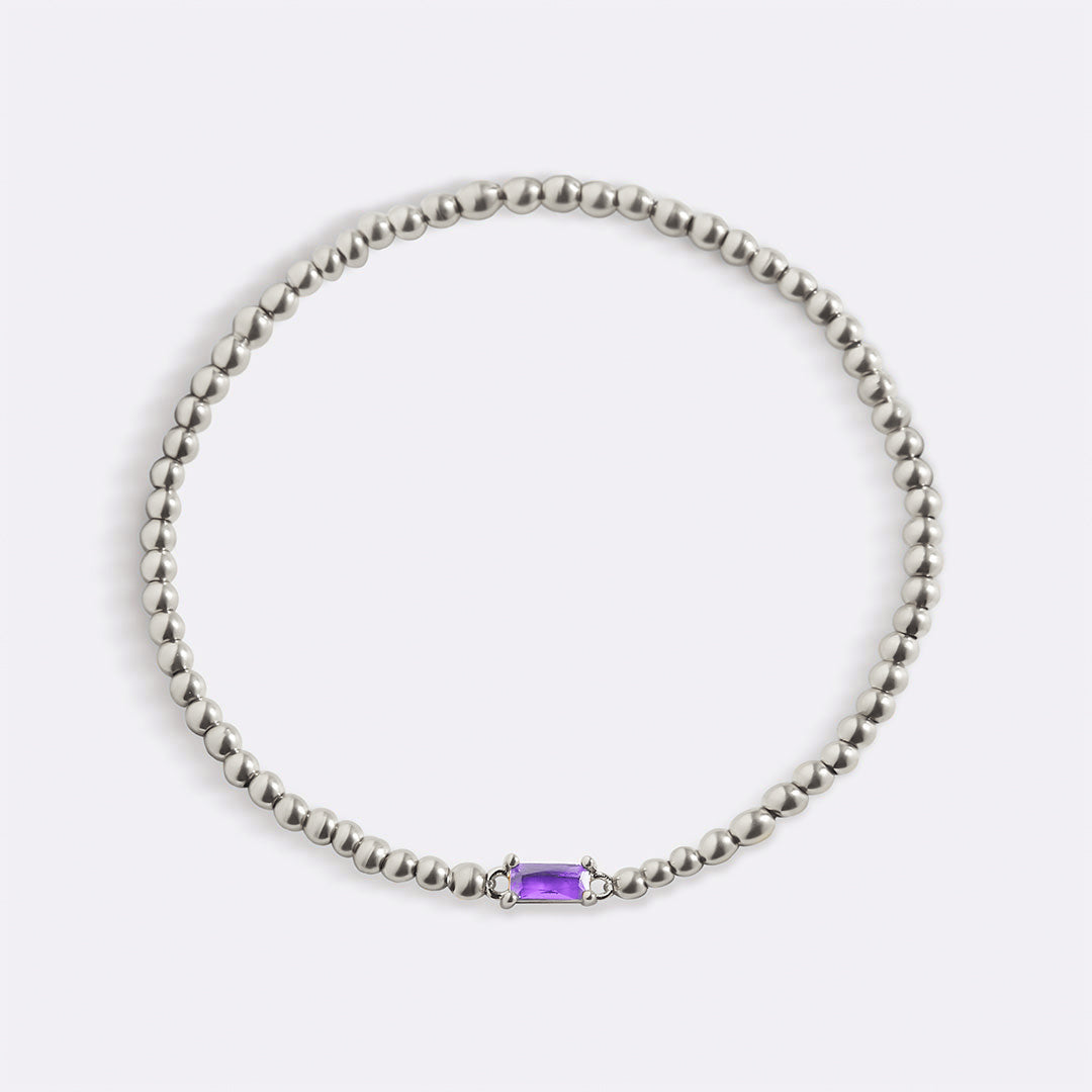 Sterling Silver Beaded Birthstone Bracelet