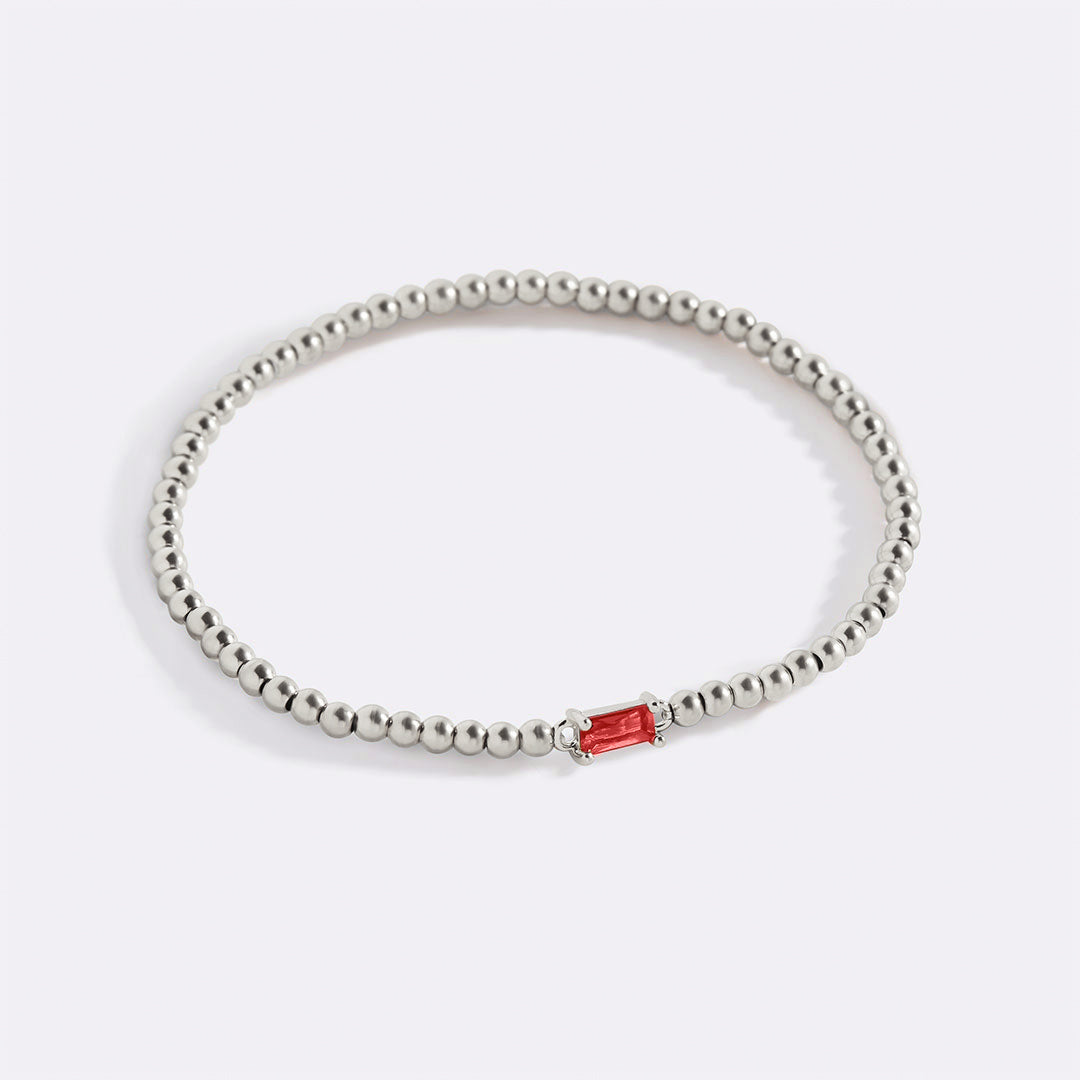 Sterling Silver Beaded Birthstone Bracelet