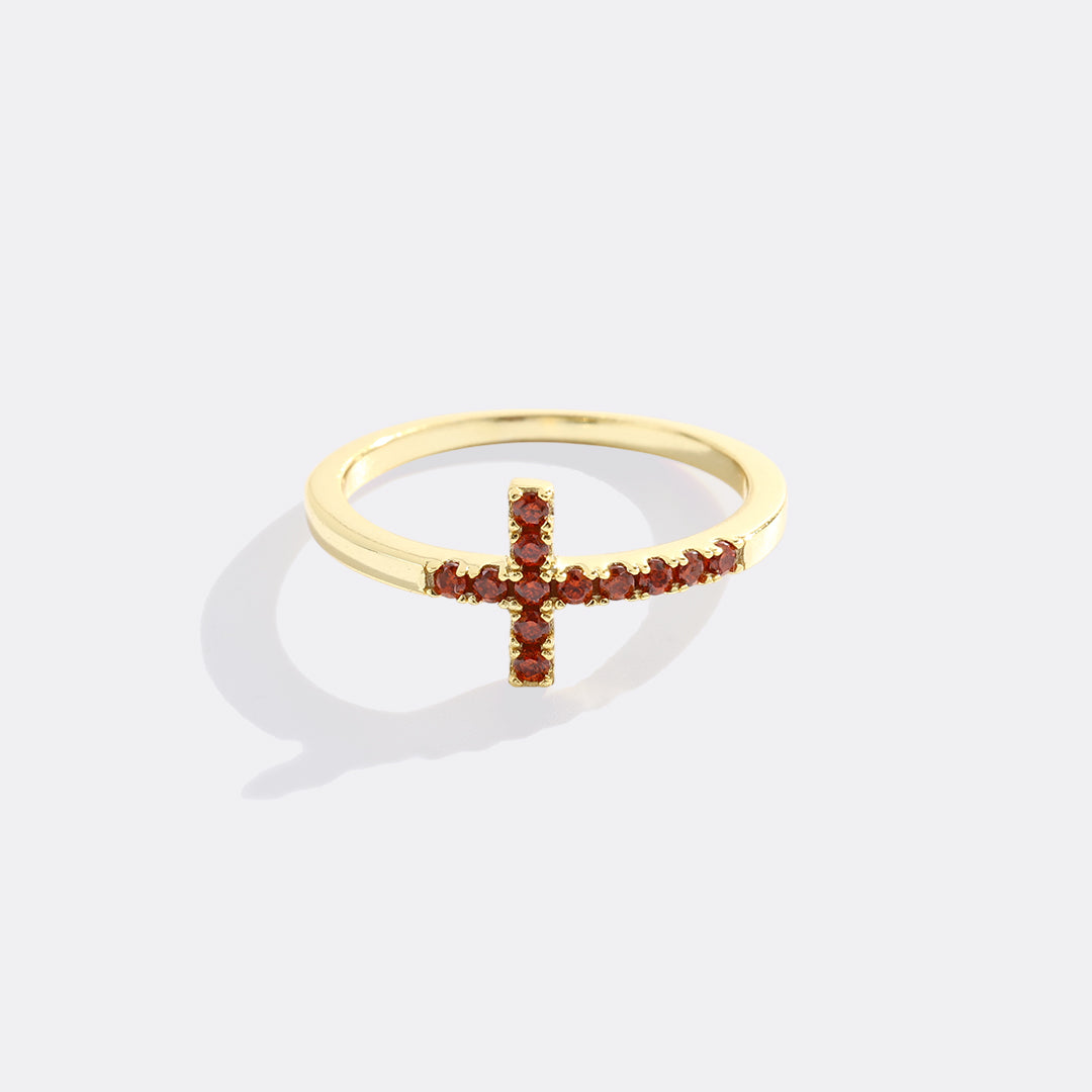 Birthstone Cross Ring