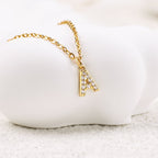 Gold Pavé Uppercase Initial Necklace