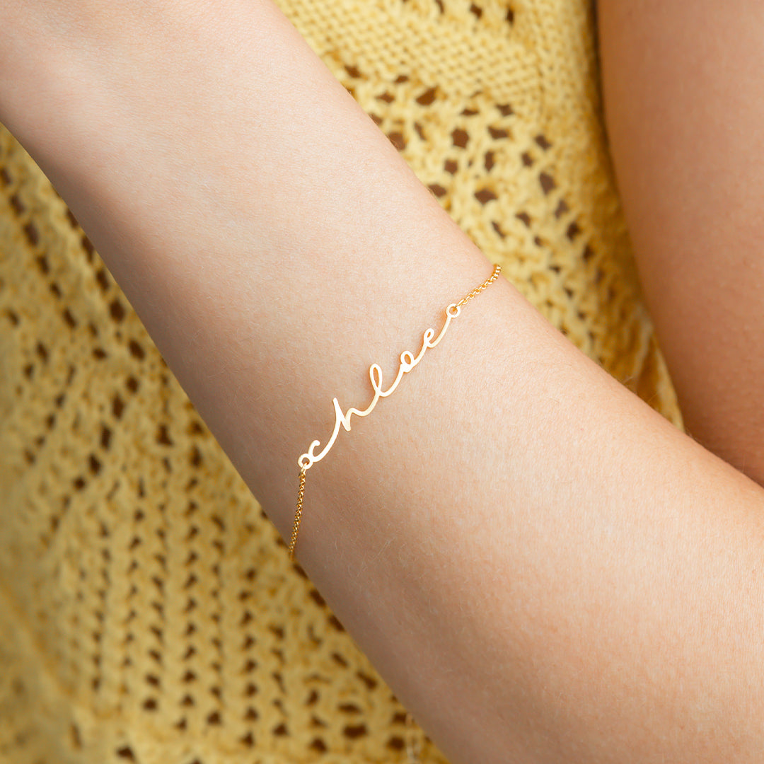Dainty Script Name Bracelet