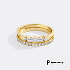 Morse Code and Micro Pave Eternity Ring Stacking Set