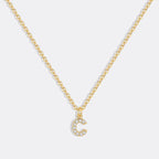 Gold Pavé Uppercase Initial Necklace