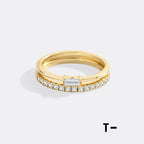 Morse Code and Micro Pave Eternity Ring Stacking Set