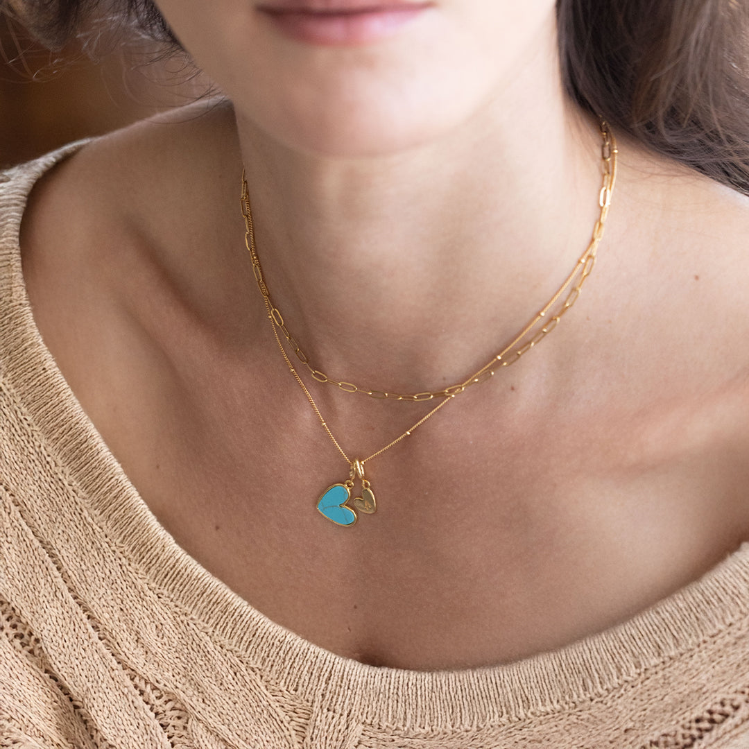 Turquoise Heart Initial Necklace