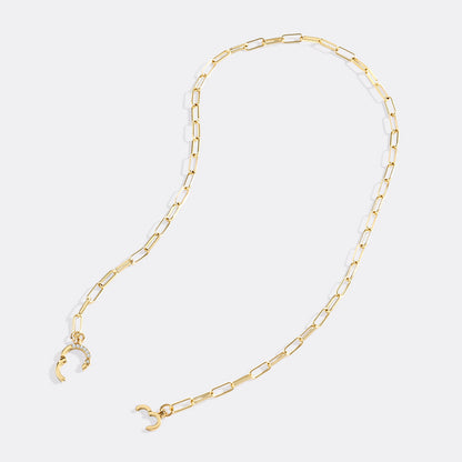 Pave Mint Paperclip Necklace