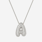 Pave Bubble Initial Necklace