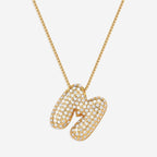 Pave Bubble Initial Necklace