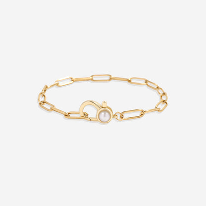 Paperclip Bracelet with Pearl Accent
