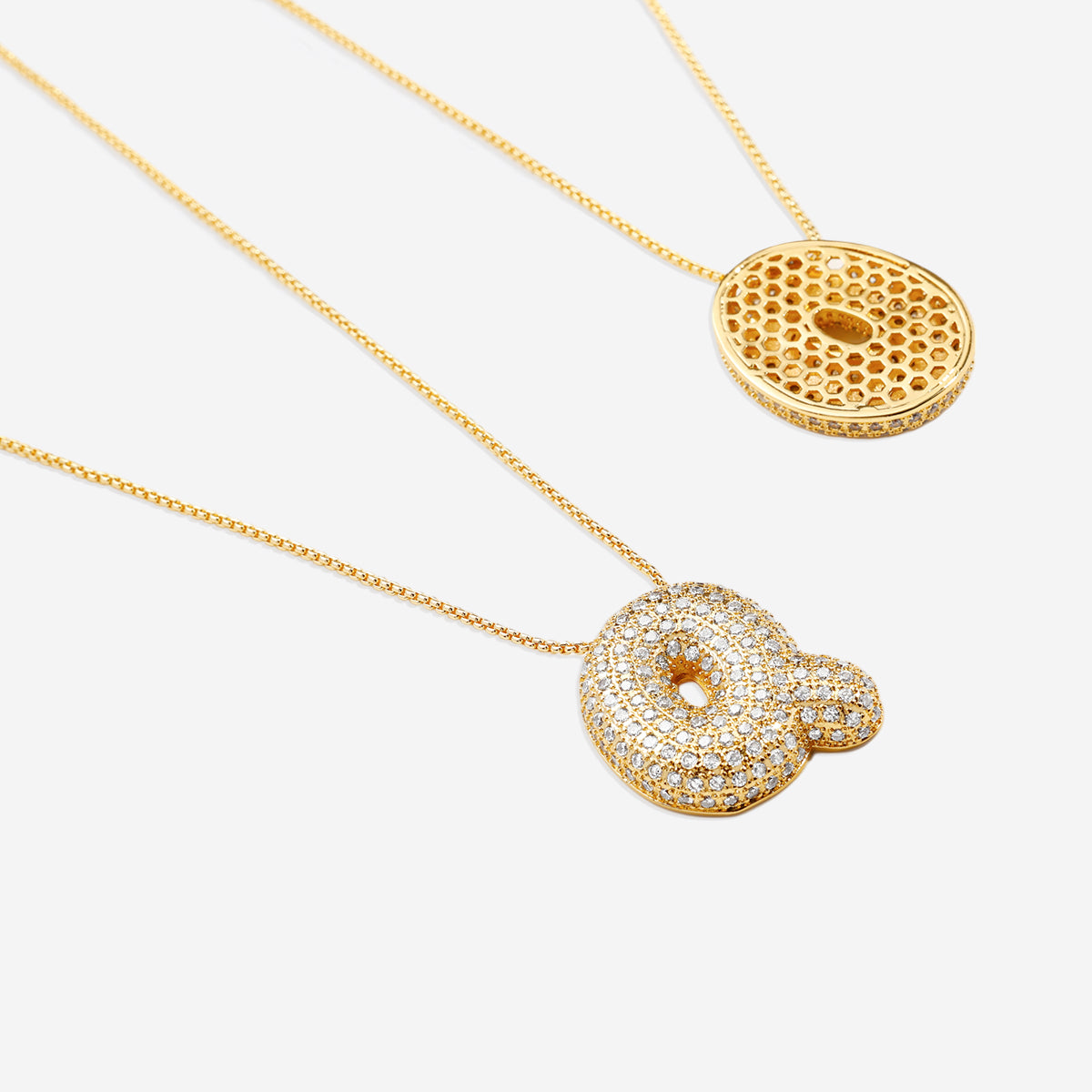 Pave Bubble Initial Necklace