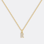 Gold Pavé Uppercase Initial Necklace