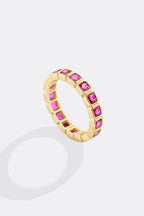 Emerald Cut Birthstone Eternity Ring