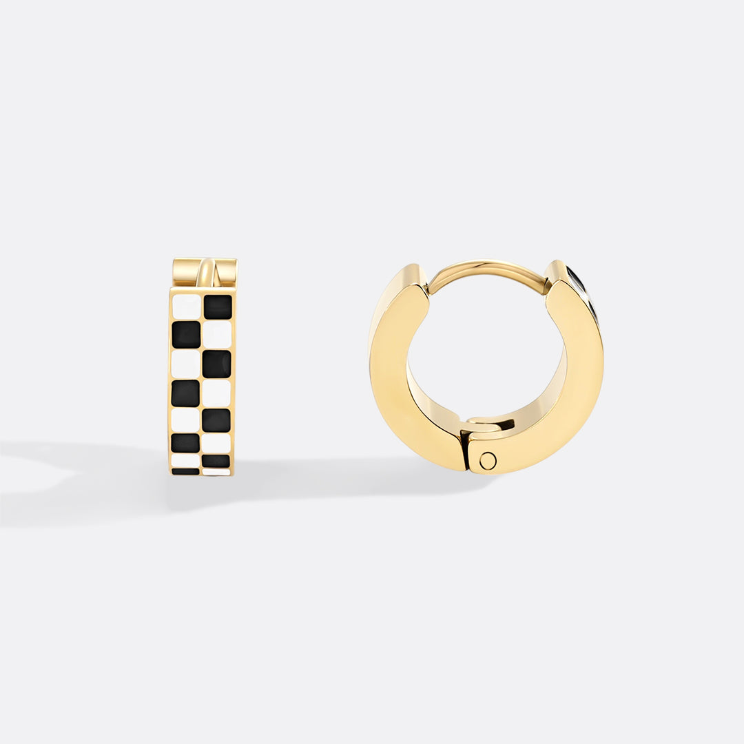 Checkered Hoop Earrings
