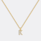 Gold Pavé Uppercase Initial Necklace