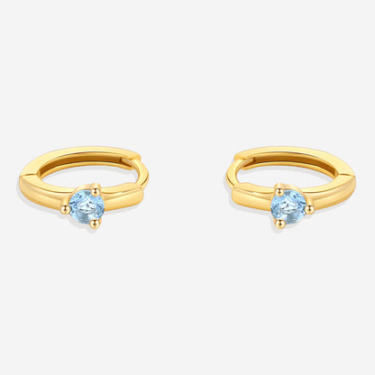 Solitaire Birthstone Huggie Hoop Earrings