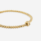 Gold Beaded Block Initial Bracelet